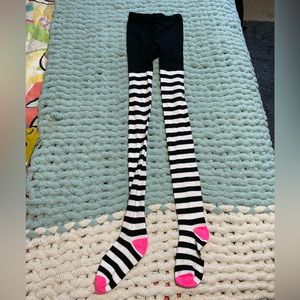 Black and White Stripped Tight Socks